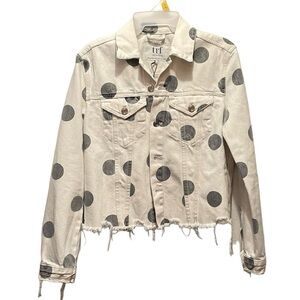 Zara White Polka Dot Denim Jacket TRF- NWT- New With Tags Women’s Size XS